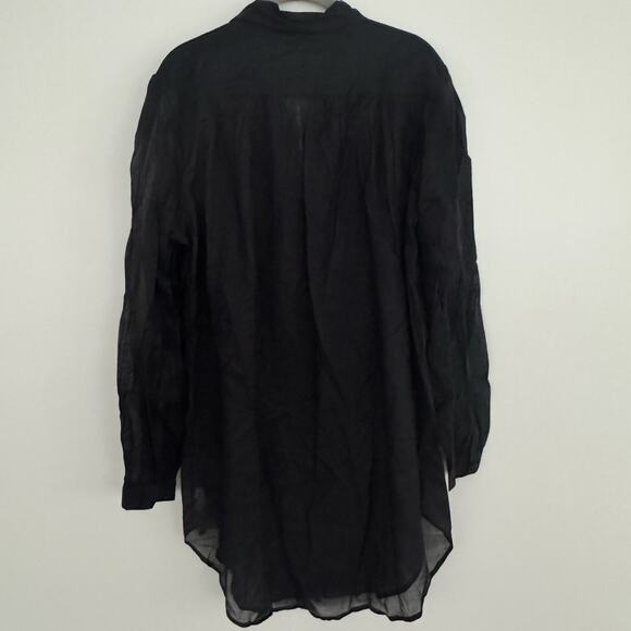 Skin Button Down Blouse/Coverup in Sheer Black - Picture 5 of 8